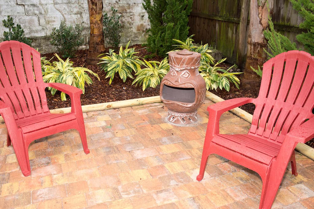 Chiminea in Backyard