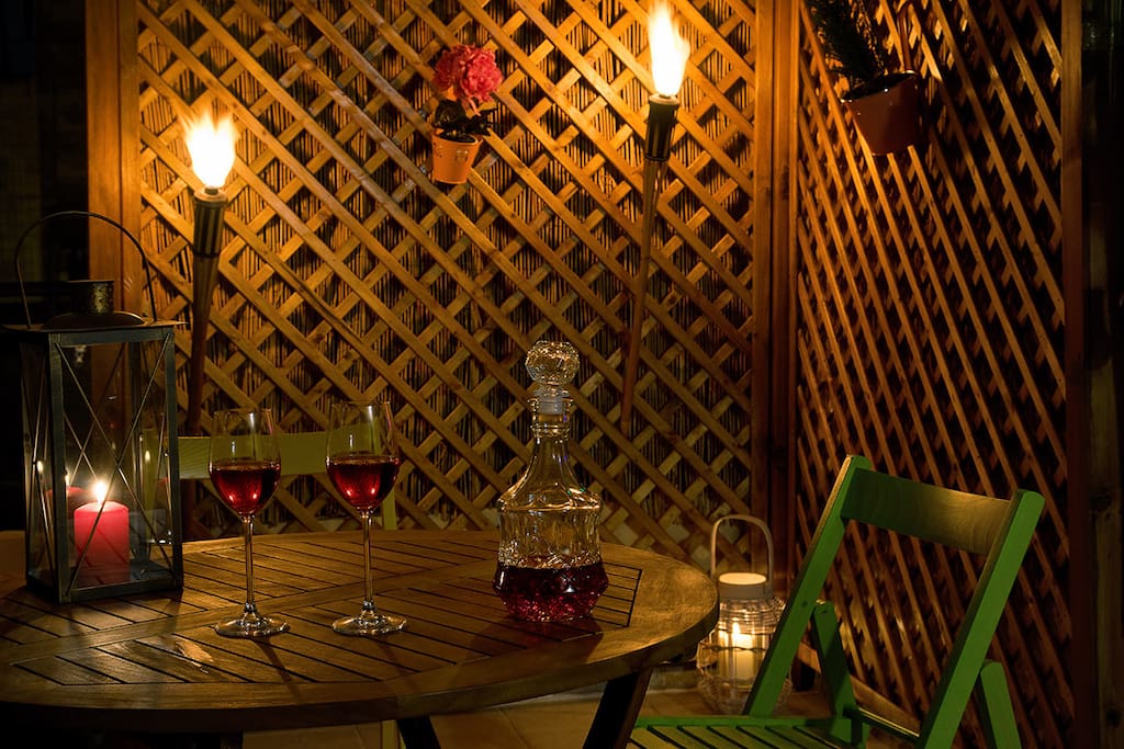 Enjoy a glass of wine at the terrace... or two...