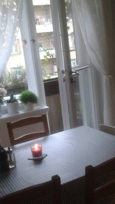 Kitchen with balcony