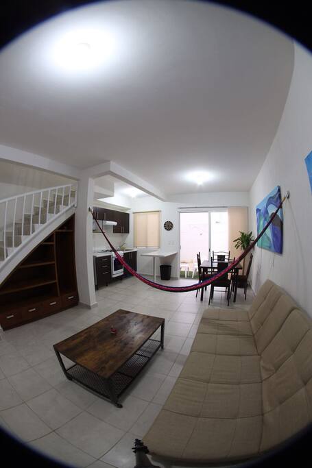 Living room and kitchen