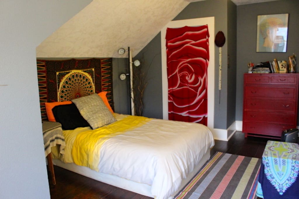 Bedroom is at the top of the stairs on the second floor.