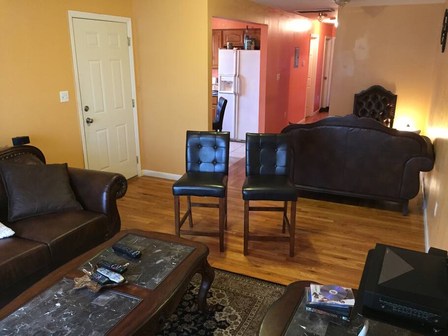 Living area and kitchen