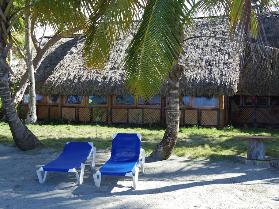 De nombreuses chaises de plage à disposition pour toute la famille