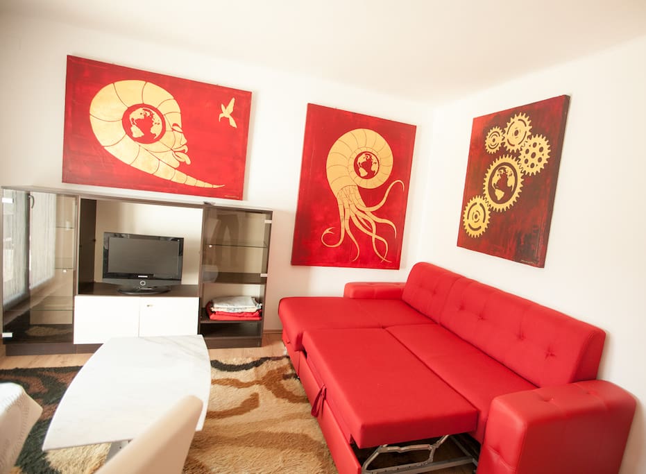 Wohnzimmer Couch ausgezogen