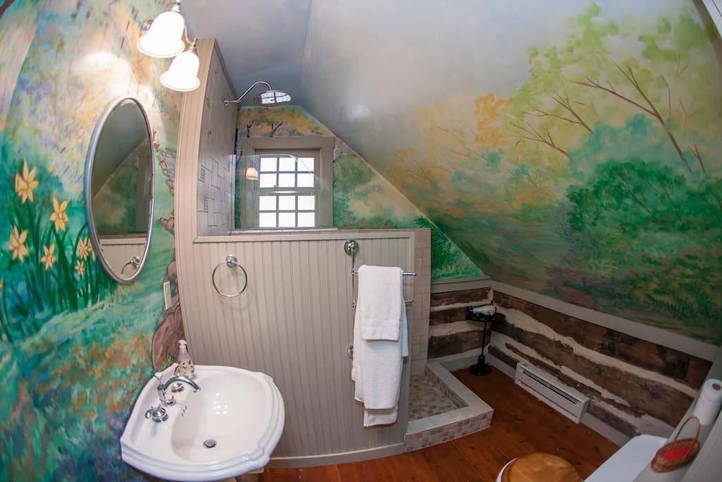 Bathroom with rain forest shower head