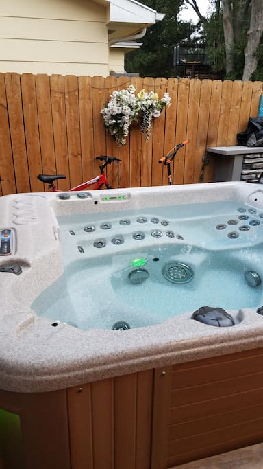 Sit in the hot tub while you gaze at the stars!