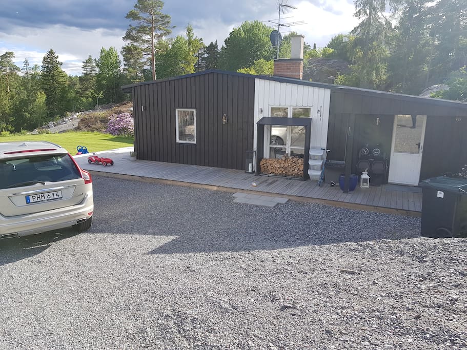 Entrance of the house and parking area