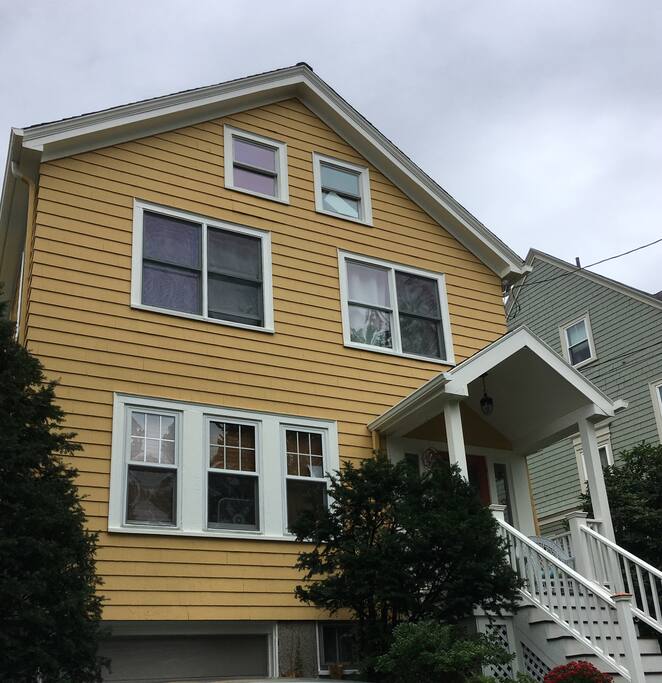 The house. Bedroom is on the window above the porch, with vaulted ceiling that includes the window above that. Skylight, too.