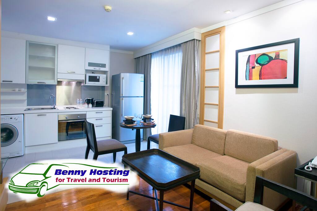 Comfy sofa and dinning table in kitchen