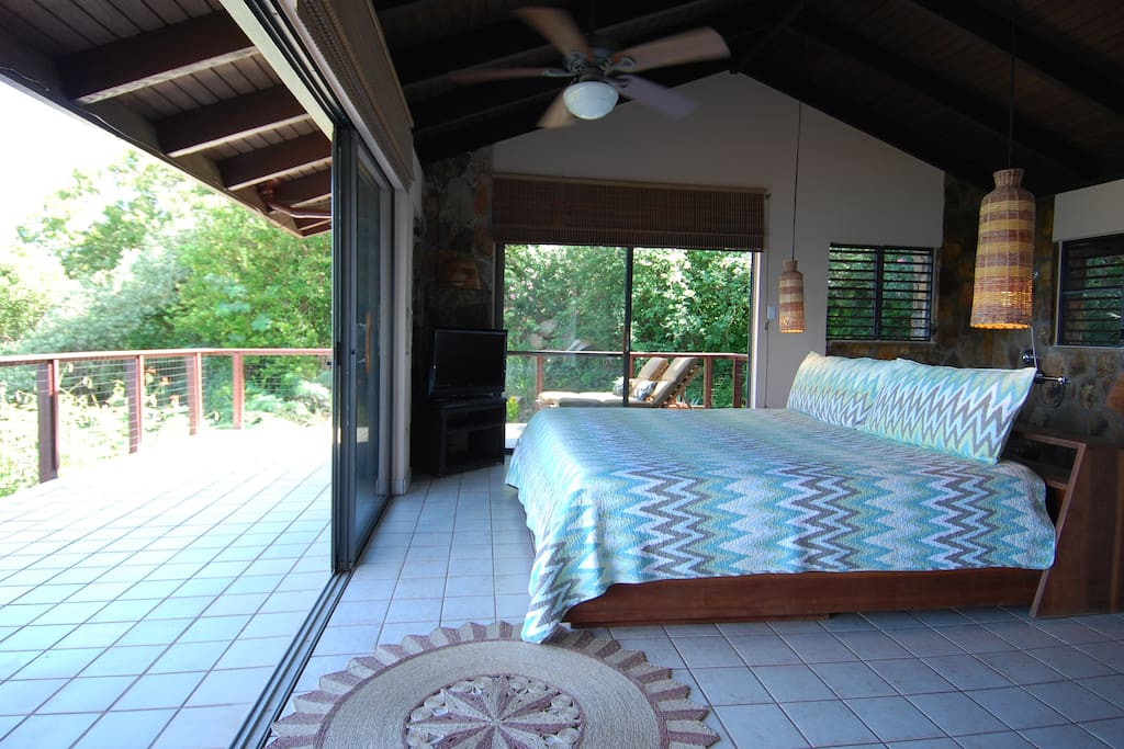 2 EQUAL size KING bedrooms - This with fabulous in-room stone shower. Enjoy both total sea and garden views