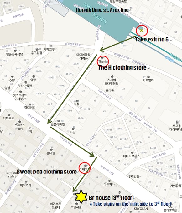 3minutes walk from Hongik Univ. st.(Arex line)