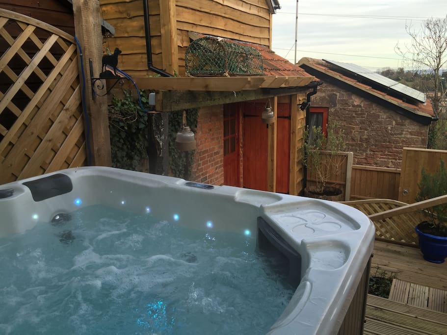 Private elevated terrace with hot tub