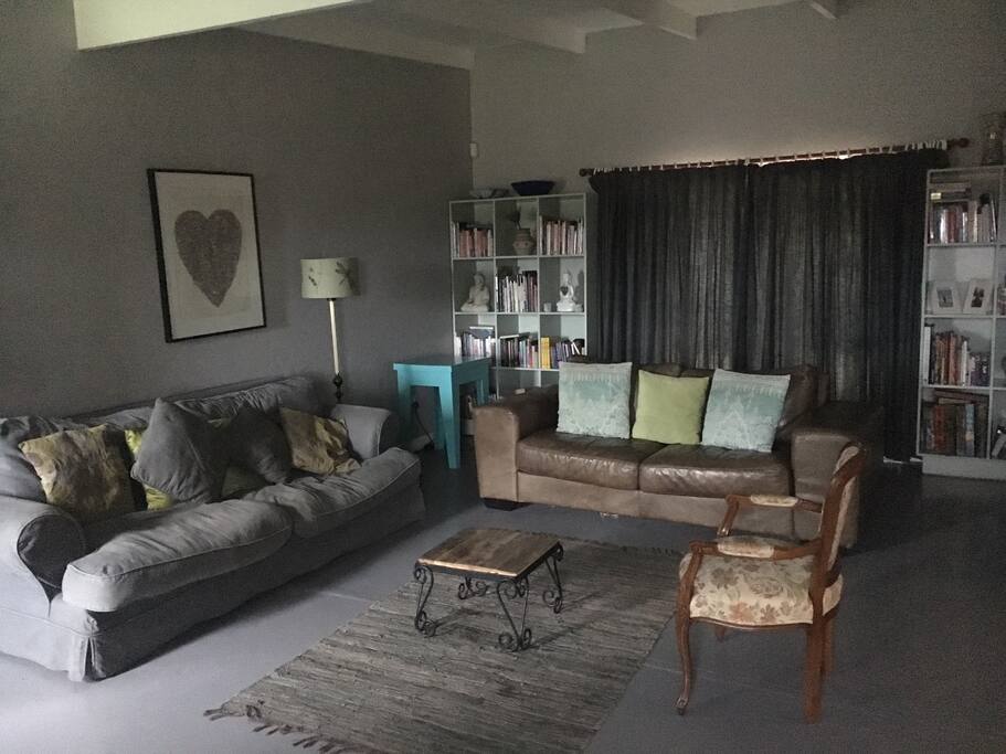 Lounge facing onto the fireplace