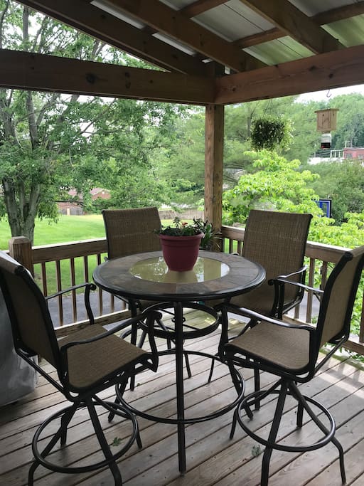 Covered back deck eating area