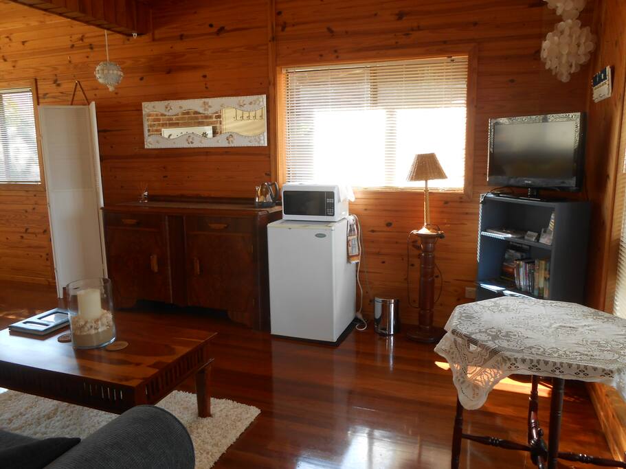 Basic kitchenette facilities include: a bar fridge, microwave, kettle and toaster, as well as cutlery and crockery