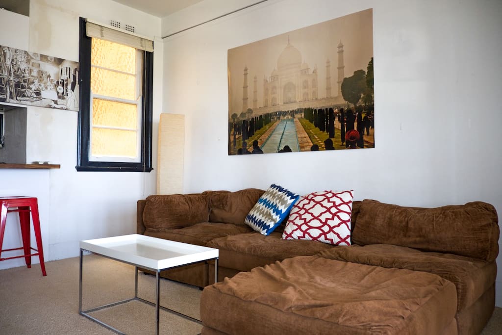 Lounge area with new plush wool carpet