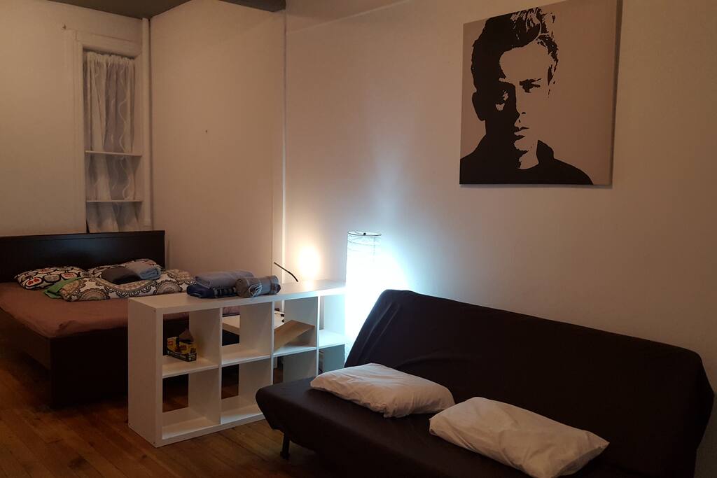 futon and the bed