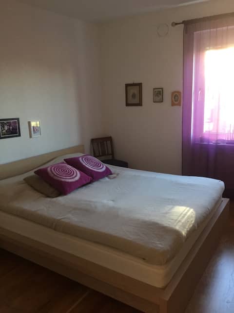 Nice and quite area near train, bus and highway.