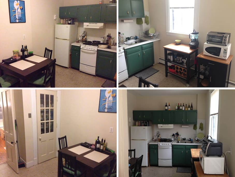 Large kitchen. Table extends and accommodates 6 guests.