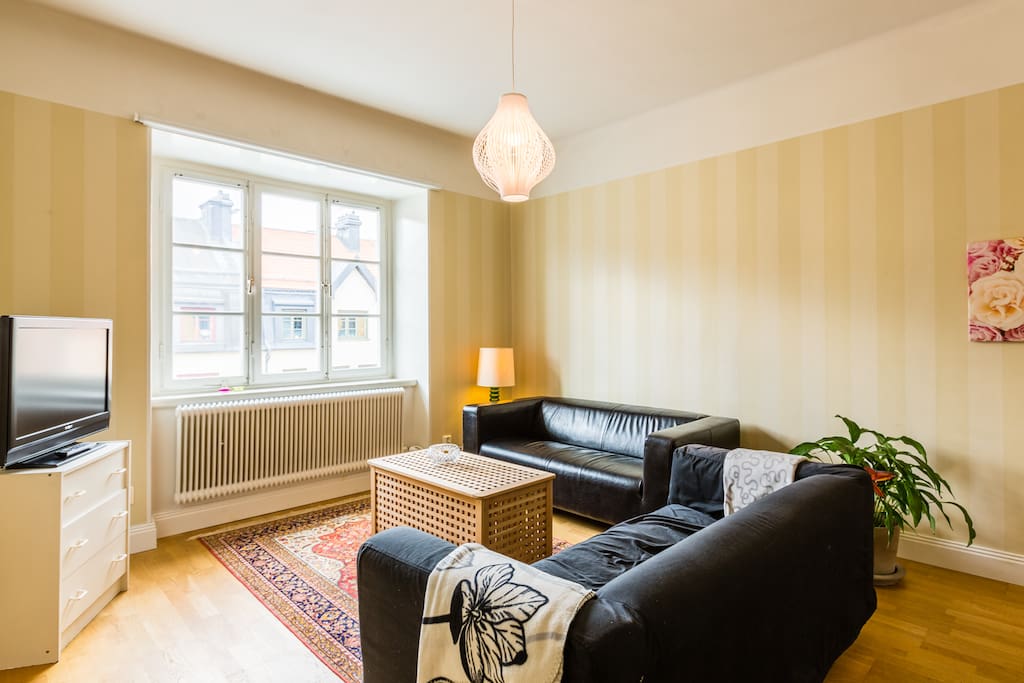 Livingroom with room for an extra bed (inflatable mattress available)