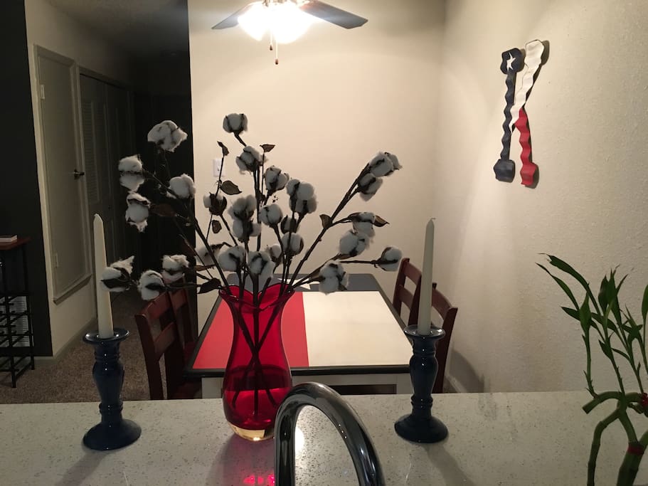 View of the dining space from the kitchen