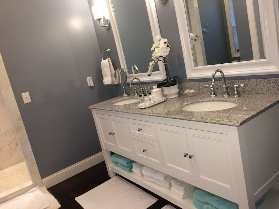 Master Bath - marble double shower (4' x 8') with 2 separate shower heads