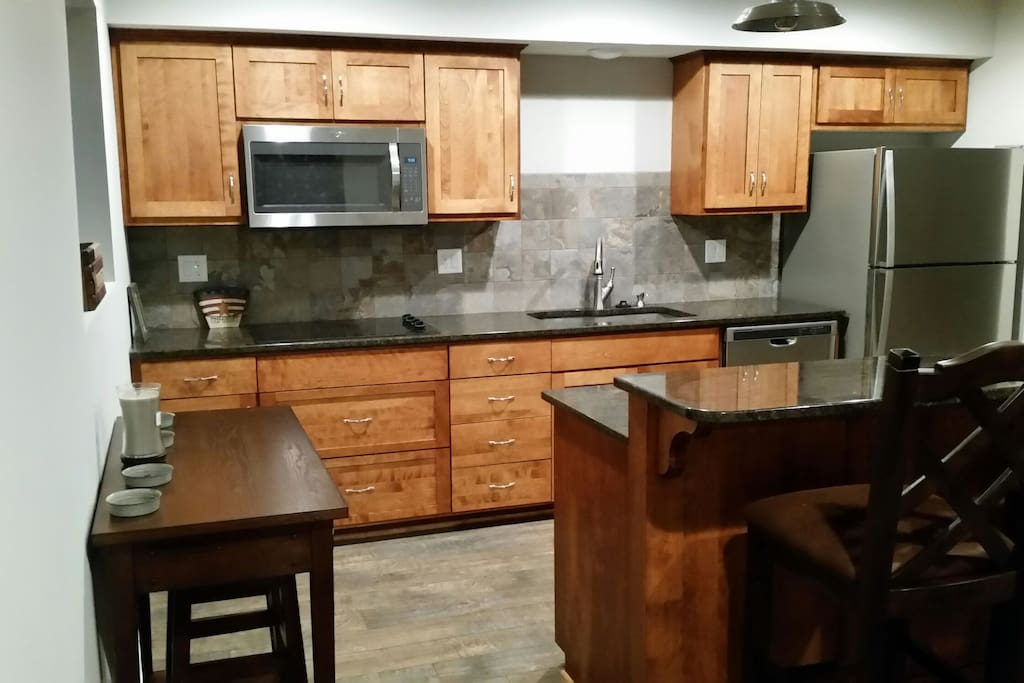 kitchen with island bar seating