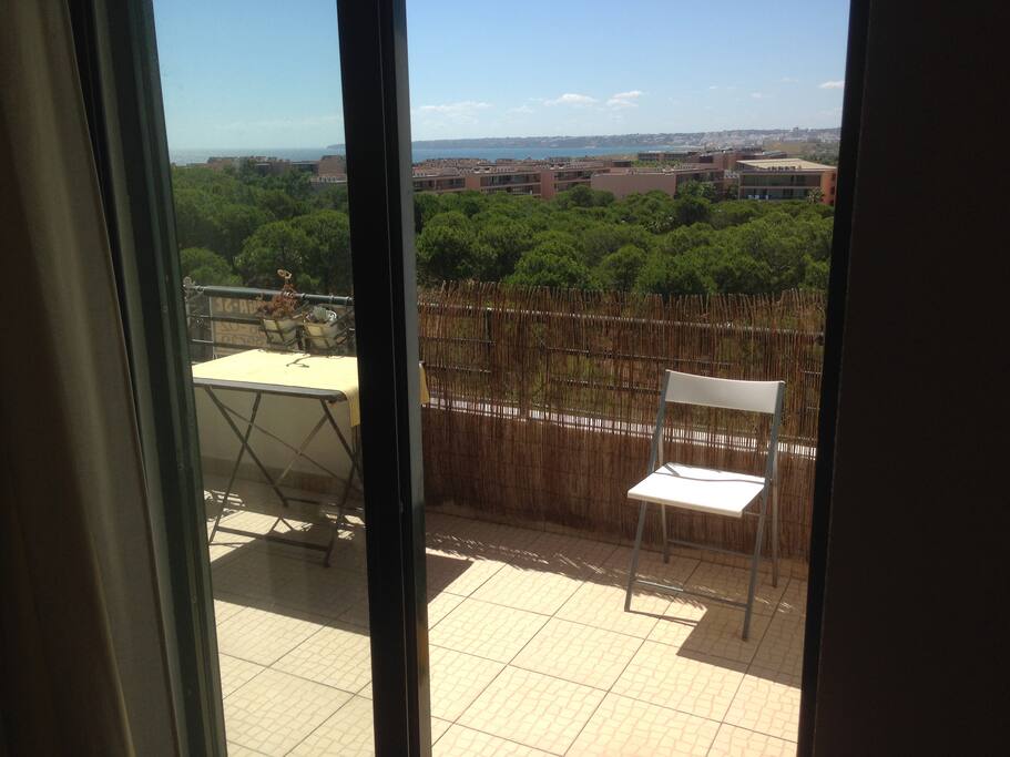 View from the bedroom to the terrace