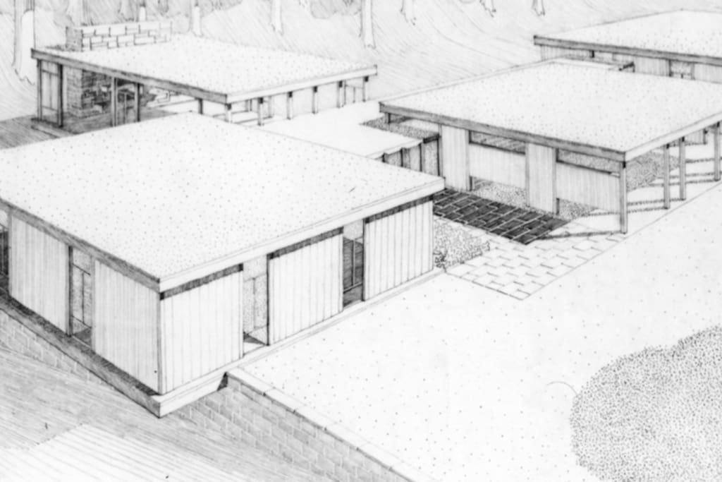 Birds eye rendition of the house