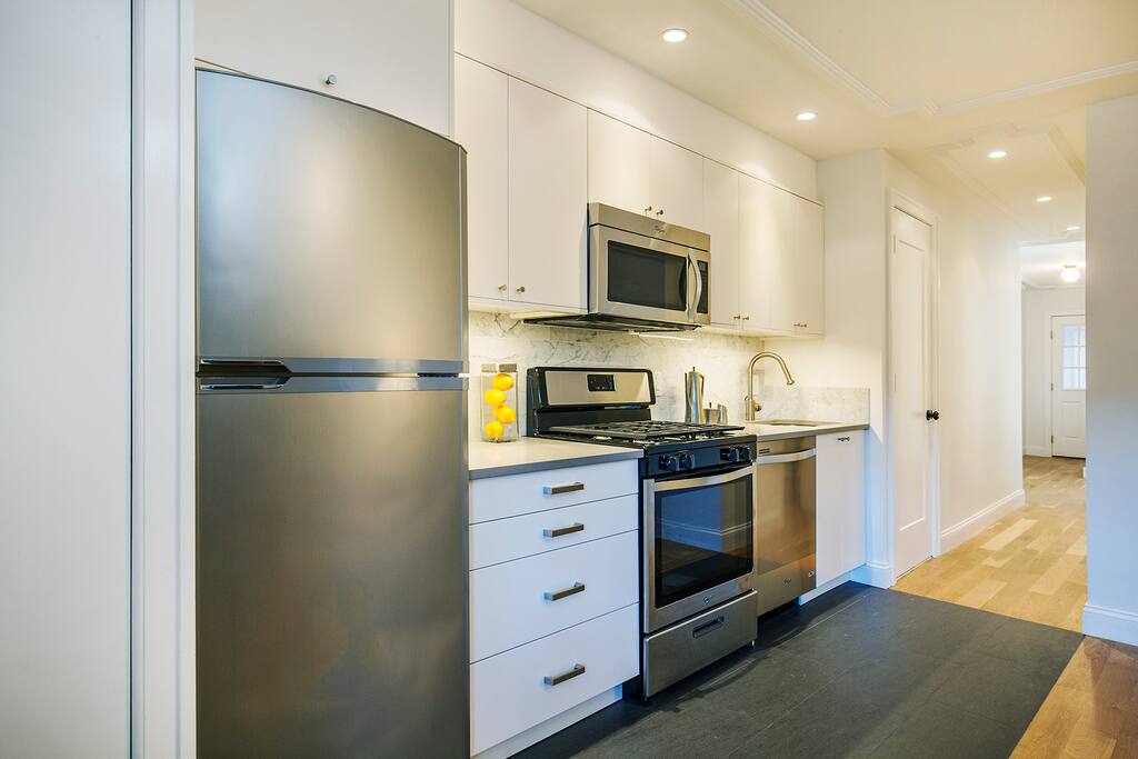 Kitchen and hallway.