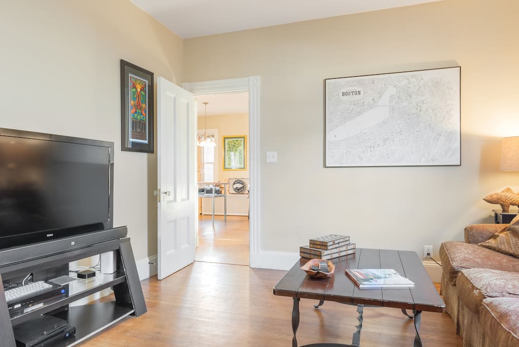 Living room opens onto the kitchen