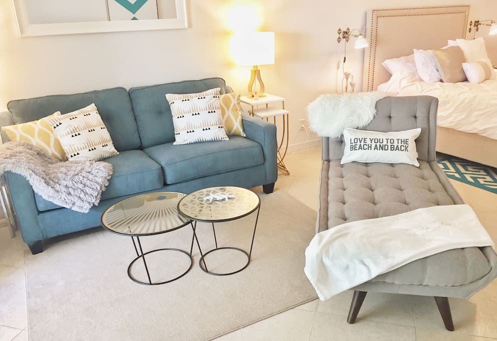Living Room with Sofa Bed and Convertible Chaise