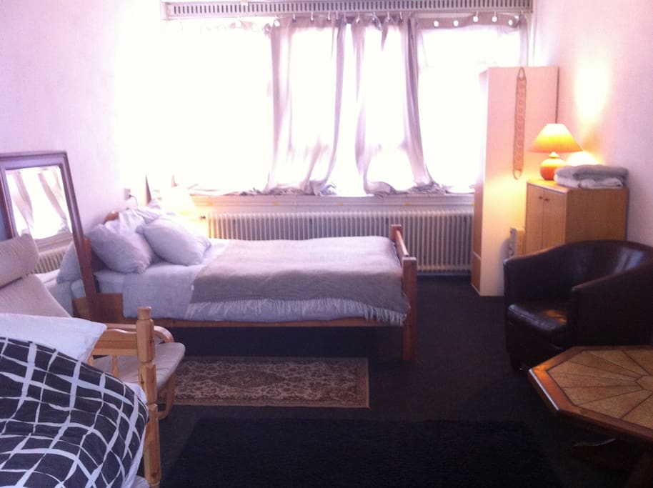 Double and single bed