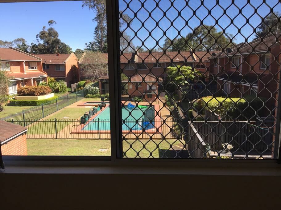 The view over looking the pool and the privacy you have in your room