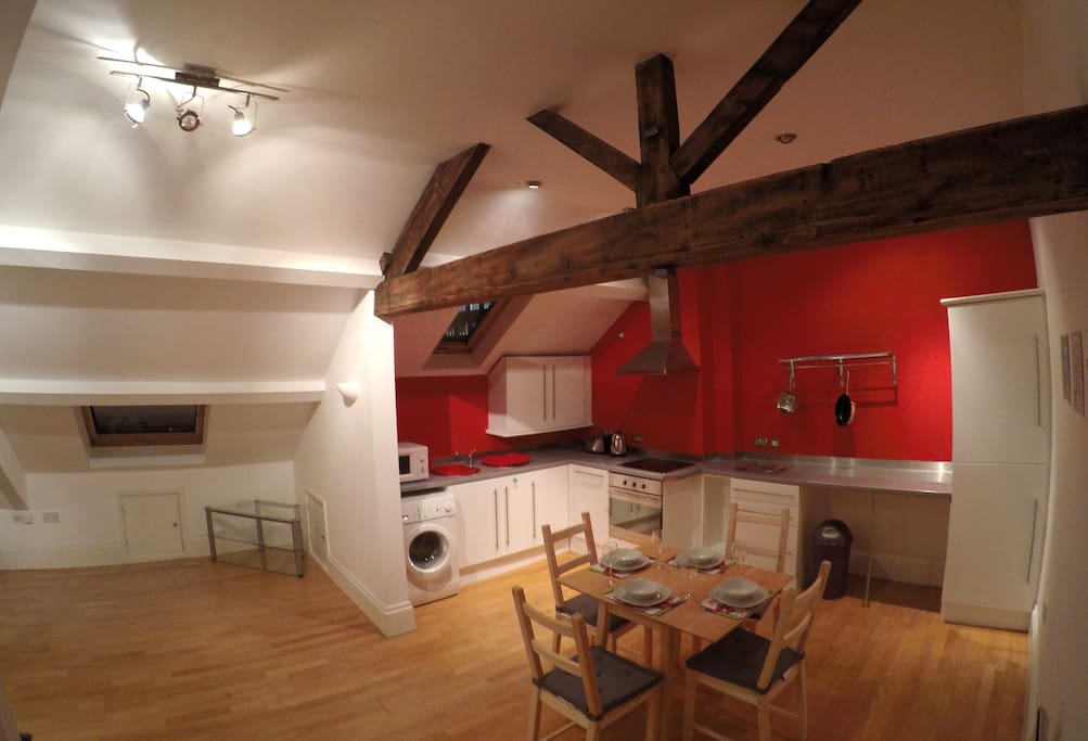 Part of the lounge and kitchen