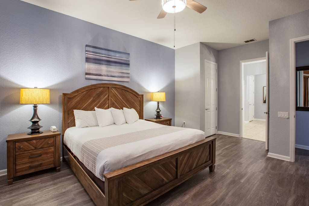 Sink into the king-sized bed in the master bedroom