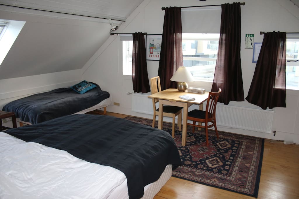 Family room,The double bed and the single bed