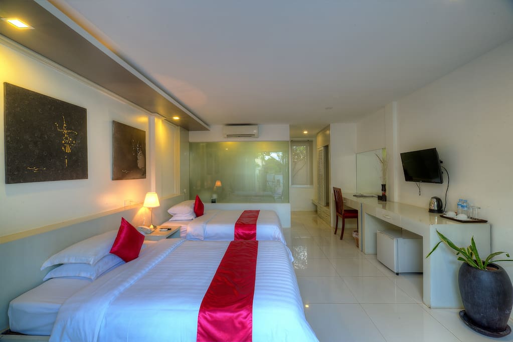 Deluxe Twin Room with balcony and pool view