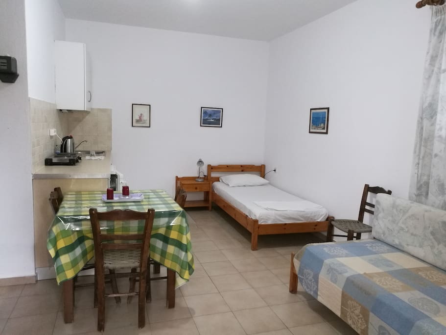 Living/kitchen room with extra bed