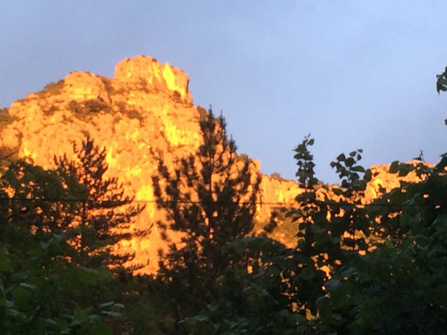 light on the rocks in the park