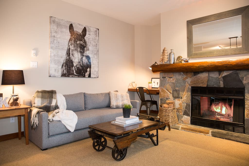 Living room - Pull out sofa bed with wood burning fireplace