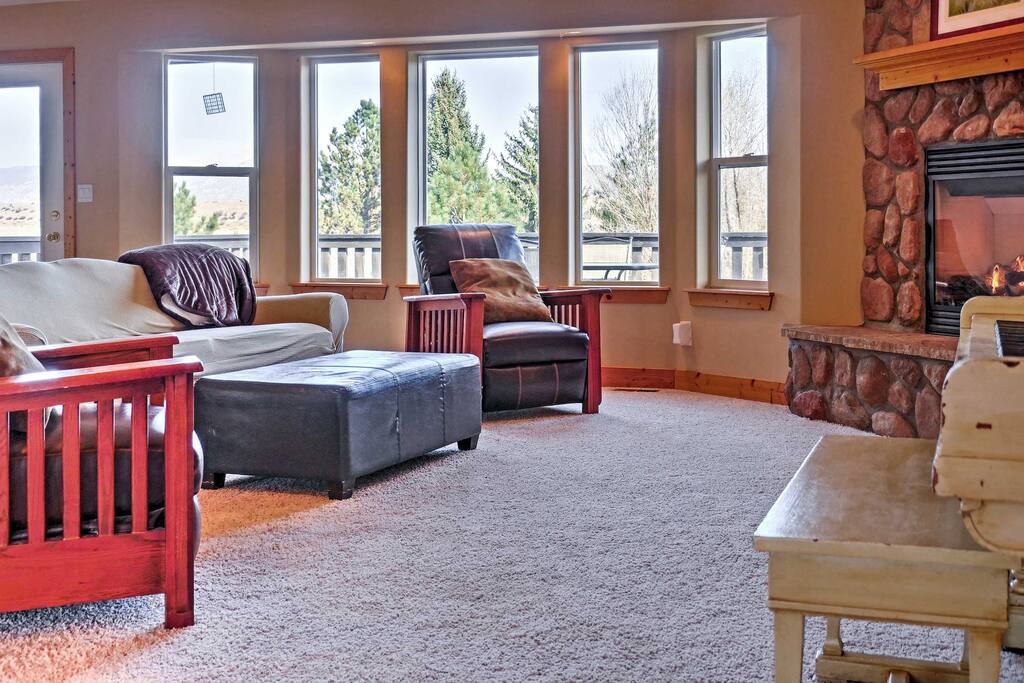 Kick back and relax on the comfy couches in the living area.