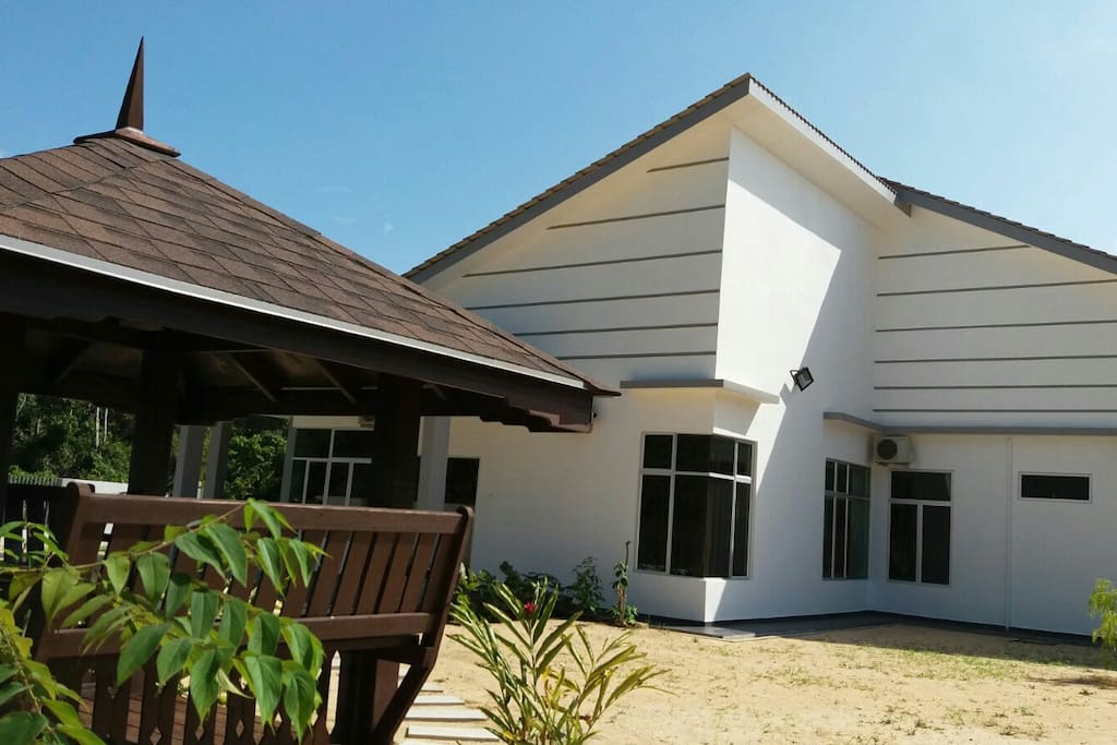 spacious outdoor with gazebo