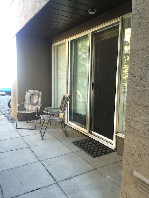 Just step outside anytime to catch some rays or fresh air.