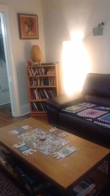 Cozy up on the couch and enjoy our library :)