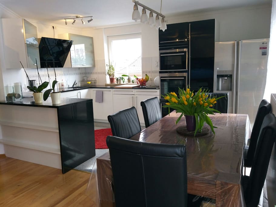 Kitchen with a beautiful wooden table