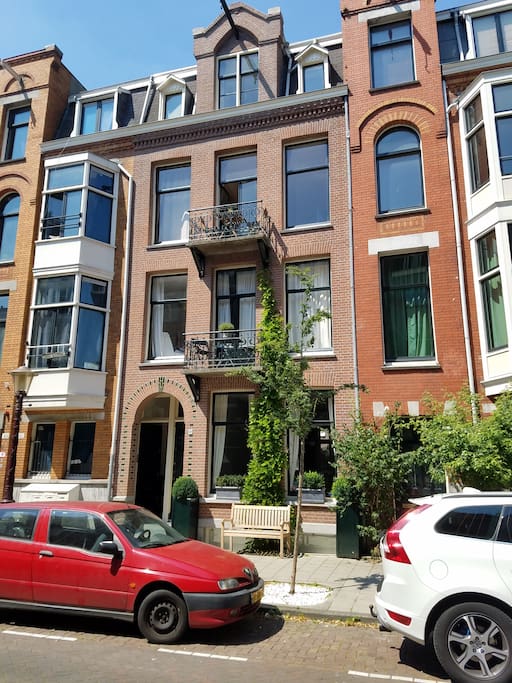 Newly painted building in chic oud zuid neighborhood