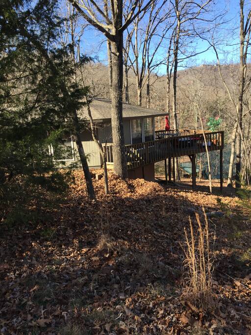 Side view with deck visible from road.