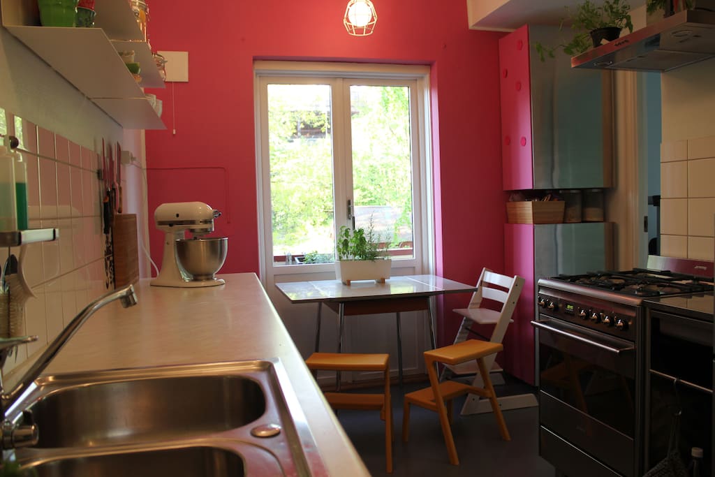 Cosy kitchen with balcony and small table