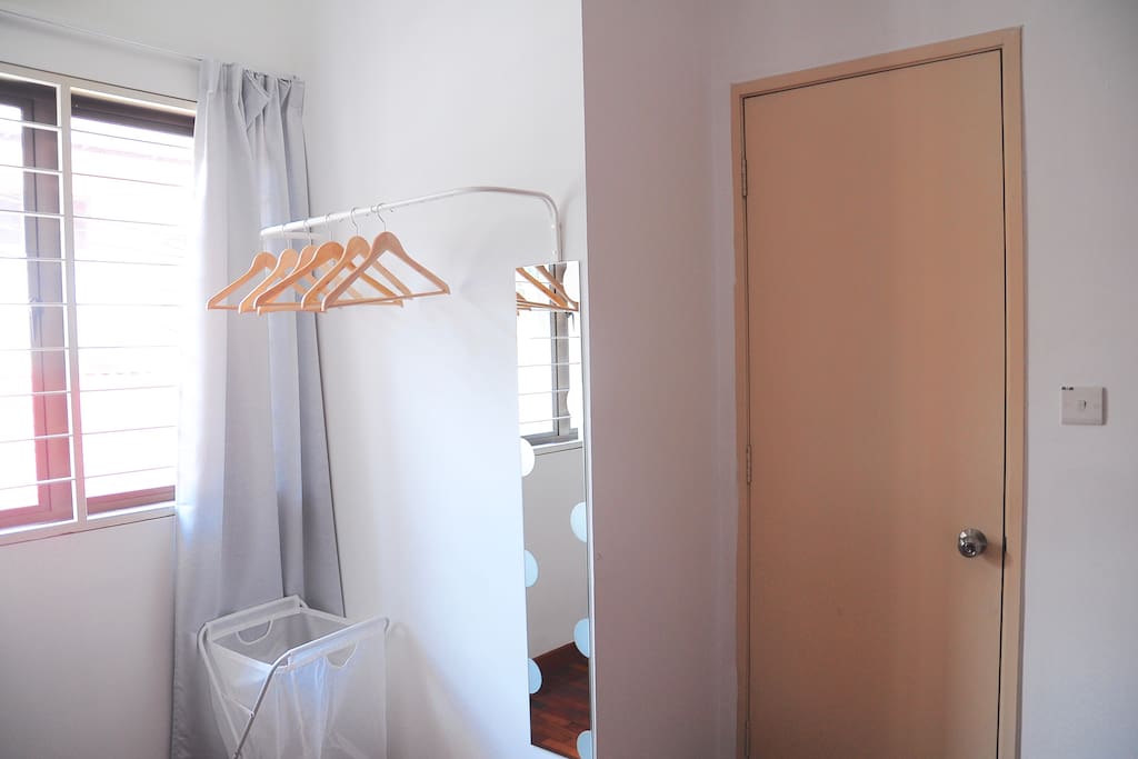Open Wardrobe with Full Length Mirror